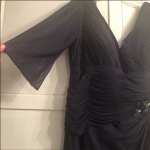 Montage by Mon Cheri Mesh Short Sleeve Gown